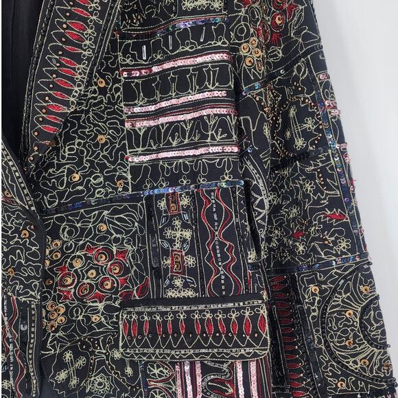 Vintage Anage Black Embroidered Patchwork Blazer Women’s Size Medium - Picture 5 of 16